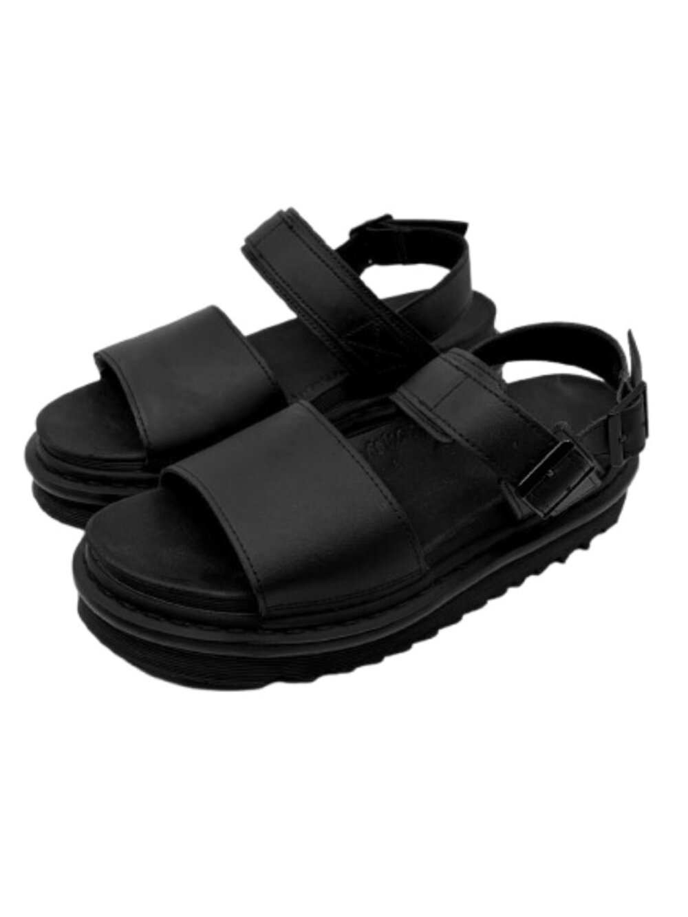 DR MARTENS~Voss~BLACK LEATHER PLATFORM SANDALS Women's Size 9 NEAR NEW - Picture 3 of 11